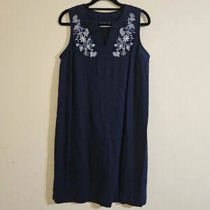 Croft & Barrow Embroidered Splitneck Dress